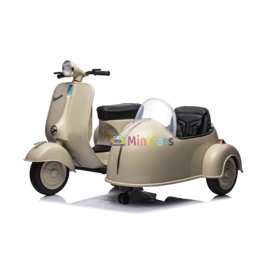 Elektrischer Vespa Roller 12V 2x35W mit Seitenwagen für Kinder