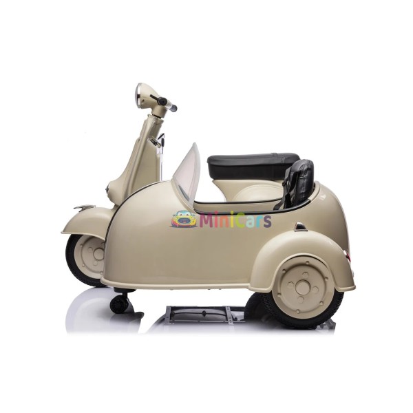 Scooter Vespa 12V 2x35W Sidecar Niños 3-6 Años | Minicars.fr