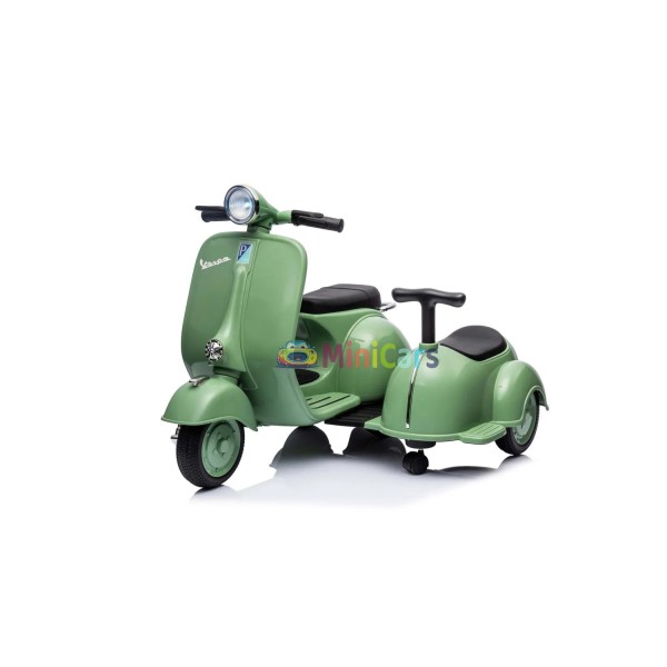 Kinder Vespa 6V mit Seitenwagen & Motorbremse 30W | Minicars.fr