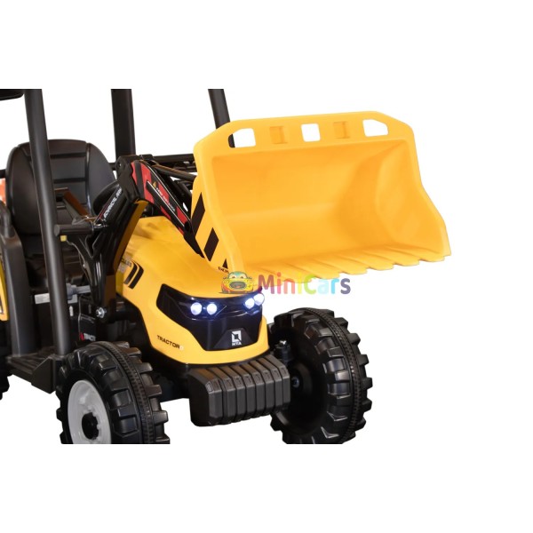 Elektro Traktor Kinder 12V mit Bagger und Anhänger | Minicars.fr