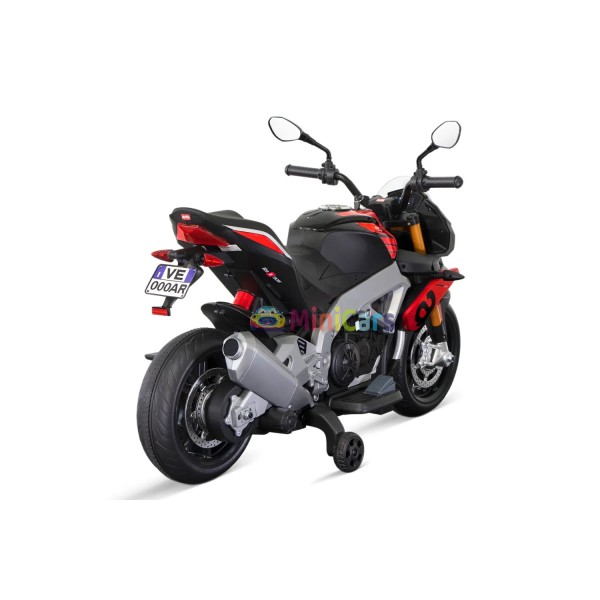 Aprilia Tuono V4 12V 2x20W LED Elektro Motorrad Kinder | Minicars.fr